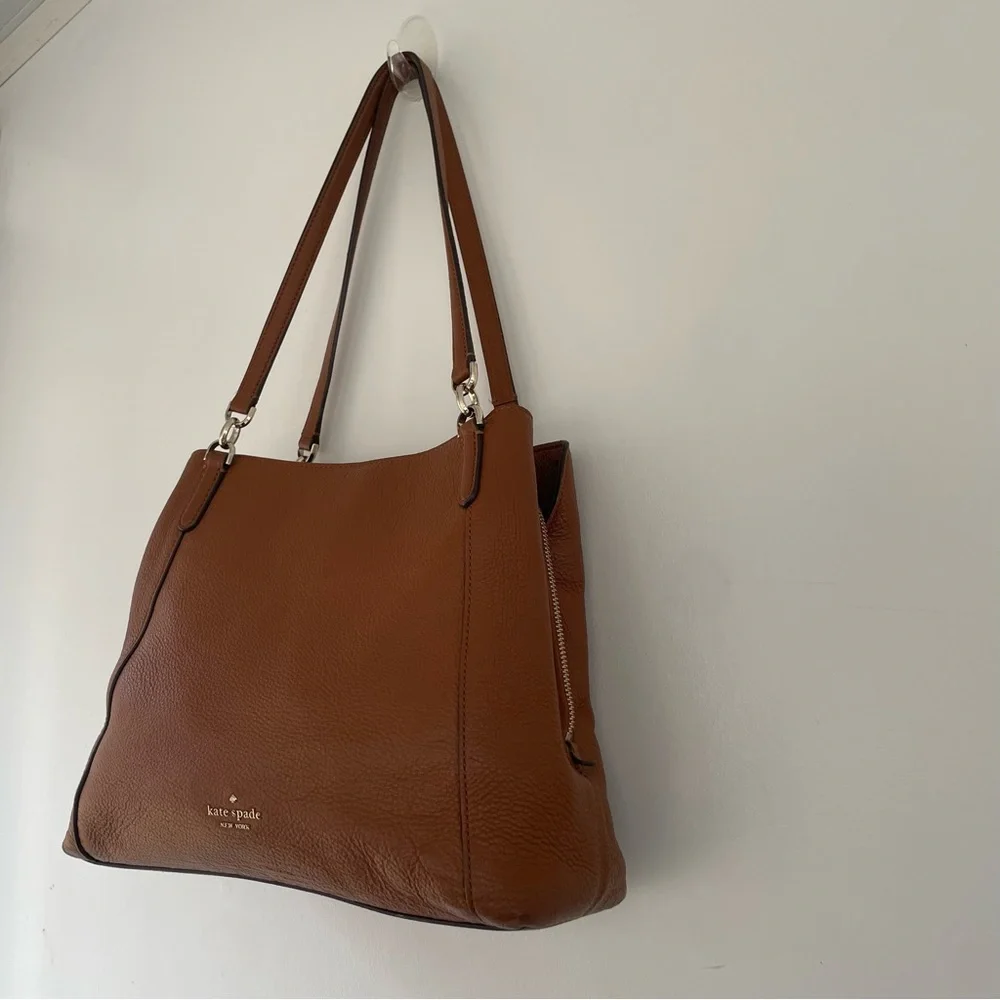 Kate Spade Jackson Triple Compartment Shoulder Tote Satchel Gingerbread color
